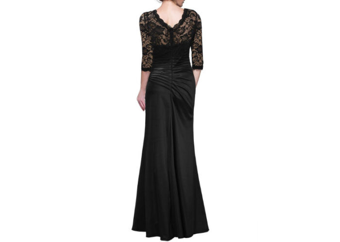 Vintage Woman Long Maxi Evening Dress Black Back