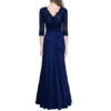 Vintage Woman Long Maxi Evening Dress Blue Back