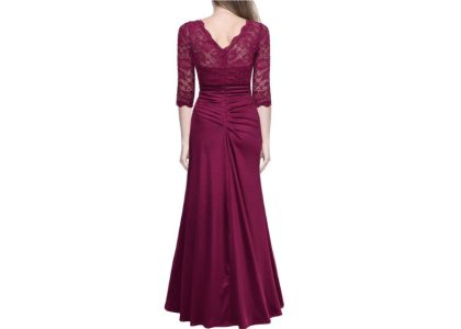 Vintage Woman Long Maxi Evening Dress Red Back