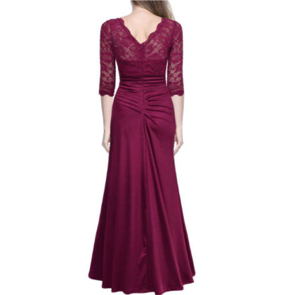 Vintage Woman Long Maxi Evening Dress Red Back