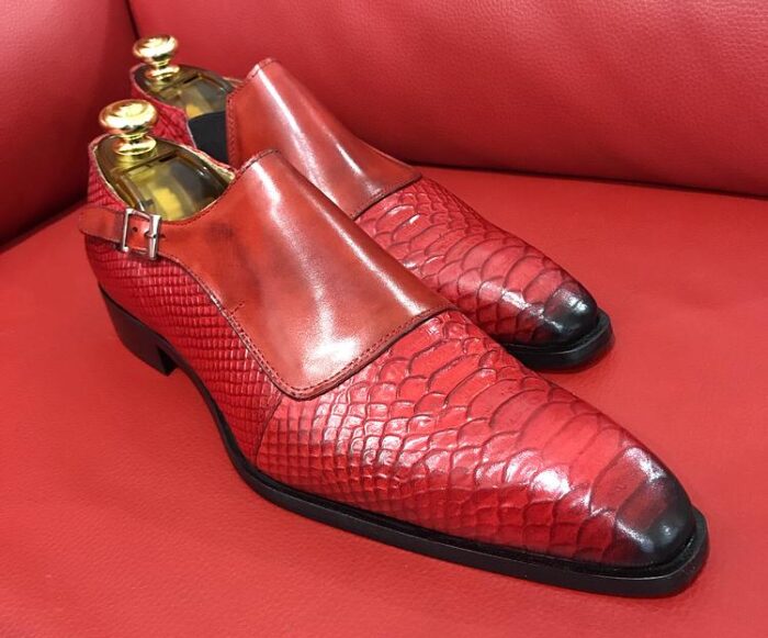 Vintage man Liame shoes, Italian hand made shoes Red