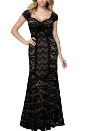 Woman Dress Long Lace Maxi Cocktail vintage
