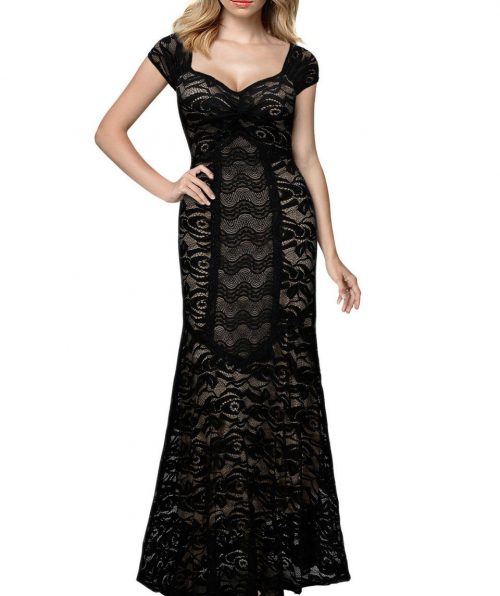 Woman Dress Long Lace Maxi Cocktail vintage