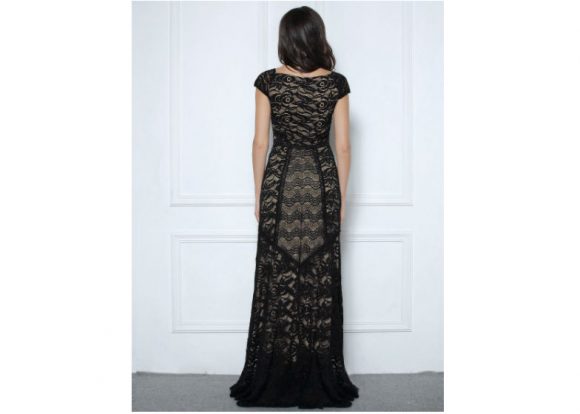 Woman Dress Long Lace Maxi Cocktail vintage back
