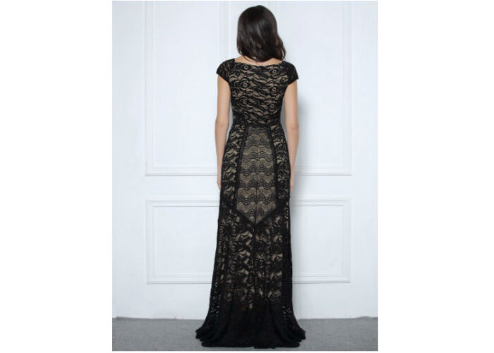 Woman Dress Long Lace Maxi Cocktail vintage back