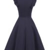 Cocktail Dress Swing with Sleeves Cap Navy back
