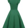 Cocktail Dress Swing with Sleeves Cap Green Back