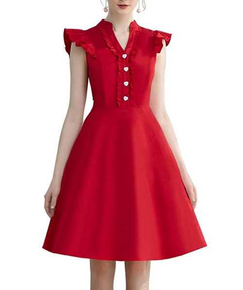 Cocktail Dress Swing with Sleeves Cap.