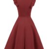 Cocktail Dress Swing with Sleeves Cap Burgundy Back
