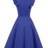 Cocktail Dress Swing with Sleeves Cap Royal Blue Back