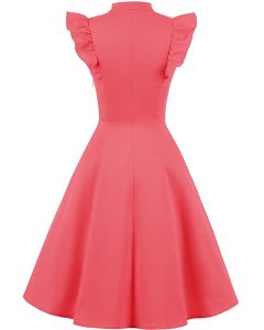 Cocktail Dress Swing with Sleeves Cap Coral Back