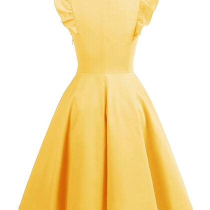 Cocktail Dress Swing with Sleeves Cap Burgundy Blue yellow Back