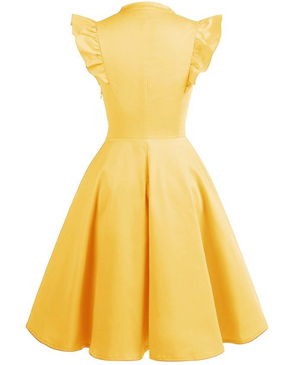 Cocktail Dress Swing with Sleeves Cap Burgundy Blue yellow Back