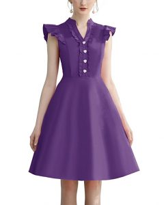 Cocktail Dress Swing with Sleeves Cap purple
