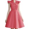 Cocktail Dress Swing with Sleeves Cap Coral