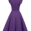 Cocktail Dress Swing with Sleeves Cap purple back