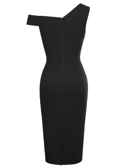 Pencil sexy stretch dress from rockabilly dress black back