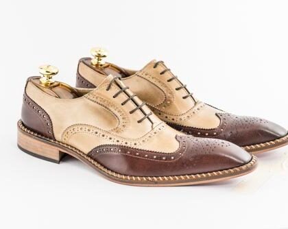 Italian Calu leather bicolor brown shoes