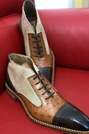 Italian Bicolor Boots calu brown