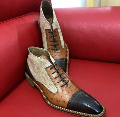 Italian Bicolor Boots calu brown