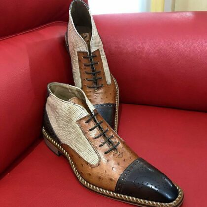 Italian Bicolor Boots calu brown