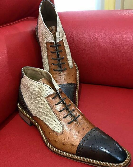 Italian Bicolor Boots calu brown
