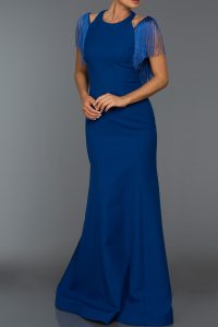 Long Abi Sax Blue Evening Dress